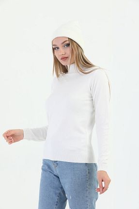 پلیور سفید زنانه ساده WOOLLIEN - کد 446429523