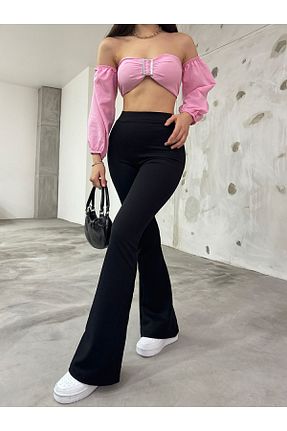 شلوار مشکی زنانه پنبه - پلی استر - الاستین CNRCollection - کد 68845858