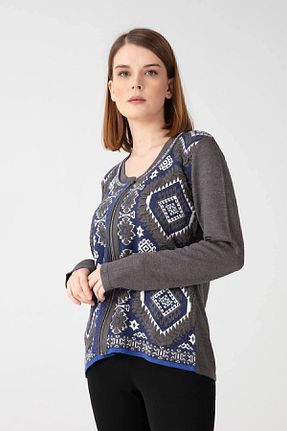 رویه طوسی زنانه مخلوط ویسکون Desen Triko - کد 136142632