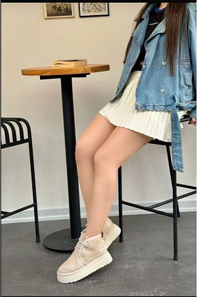 بوت / نیم بوت بژ زنانه پشمی DADWOLF - کد 858283438