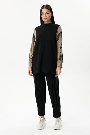 ست بالاتنه و پائین تنه مشکی زنانه بافتنی MAQ DESIGN - کد 858288424