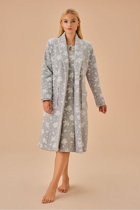 ربدوشام طوسی زنانه پنبه پلی استر Suwen - کد 858276339