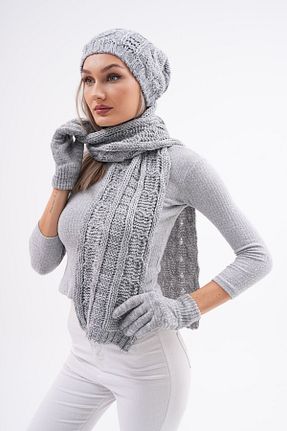 شال گردن طوسی زنانه نخ Ritagarcia - کد 858338369