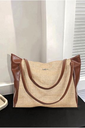 کیف دوشی خاکی زنانه چرم مصنوعی DENSİLA - کد 808067248