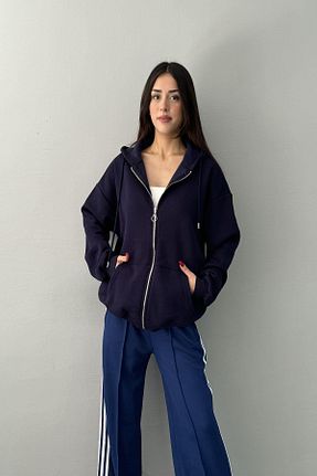 سوئیشرت سرمه ای زنانه ساده lizge giyim - کد 754870674