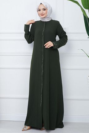 مانتو بلند حجاب خاکی زنانه hafsamina - کد 805984585