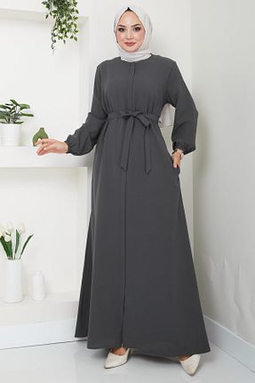 مانتو بلند حجاب طوسی زنانه hafsamina - کد 846485924