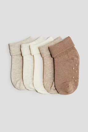 جوراب بژ بچه گانه پنبه ای H&M - کد 858258668