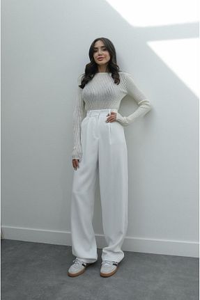 شلوار سفید زنانه بافت Havoş - کد 805915484