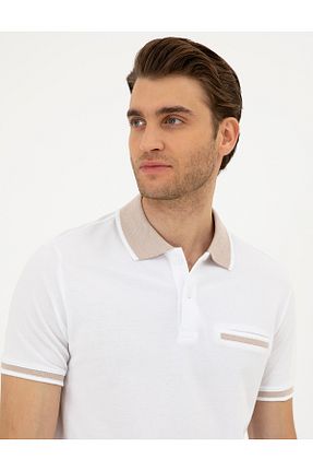 پولوشرت سفید مردانه پارچه Pierre Cardin - کد 835700037