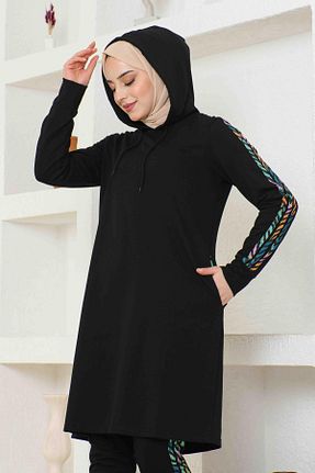 ست گرمکن حجاب مشکی زنانه Fitted BURCU TESETTÜR - کد 333088853