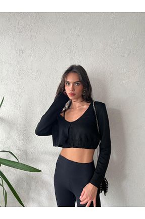 ست بالاتنه و پائین تنه مشکی زنانه بافتنی TamSeninTarzin - کد 767488357