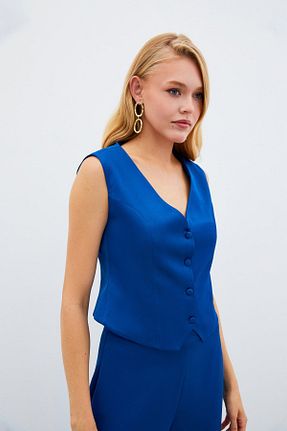 جلیقه آبی زنانه رگولار Sateen - کد 858148962