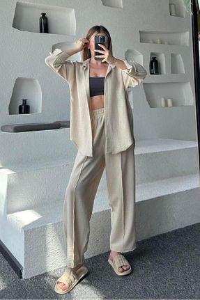 ست بالاتنه و پائین تنه طوسی زنانه بافتنی VİOLETİA - کد 858150861