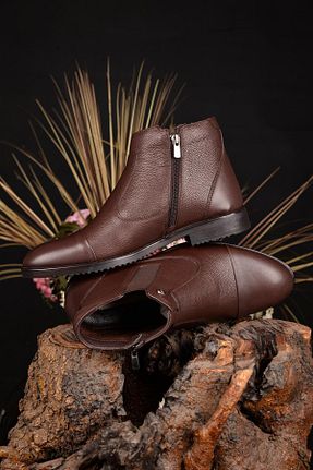 بوت / نیم بوت قهوه ای مردانه چرم خالص Pierre Cardin - کد 858143236