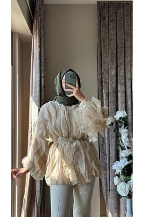 پیراهن بژ زنانه یقه پیراهنی MISEY BOUTIQUE - کد 857232919