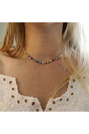 گردنبند جواهر رنگی زنانه روکش نقره İPAR AKSESUAR - کد 446839148