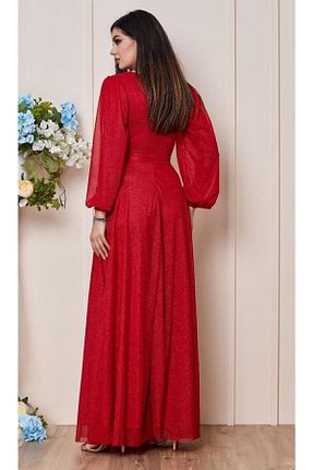 لباس مجلسی سایز بزرگ قرمز زنانه دو سینه GÜZELLER - کد 372632500