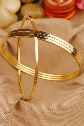 دستبند استیل (فولاد) طلائی زنانه استیل (فولاد) Keyifli Hayaller - کد 858302241