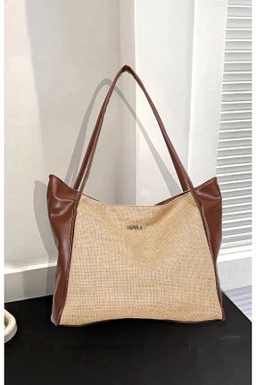 کیف دوشی خاکی زنانه چرم مصنوعی DENSİLA - کد 808067248