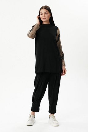 ست بالاتنه و پائین تنه مشکی زنانه بافتنی MAQ DESIGN - کد 858288424