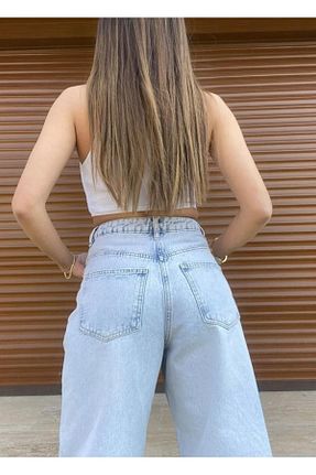 شلوار جین قهوه ای زنانه پاچه گشاد SU SHE - کد 858305137