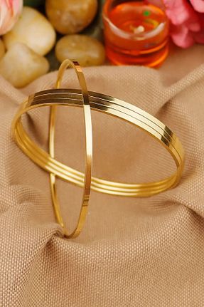 دستبند استیل (فولاد) طلائی زنانه استیل (فولاد) Keyifli Hayaller - کد 858302241