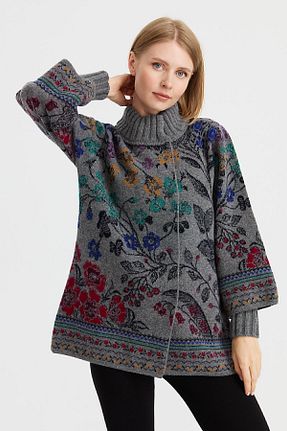 کت طوسی زنانه رگولار Desen Triko - کد 758137524