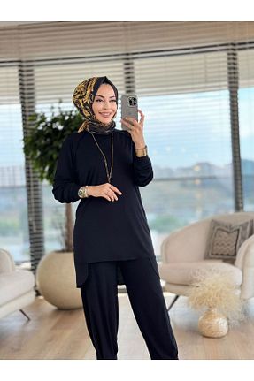 ست بالاتنه و پائین تنه حجاب مشکی زنانه Skinny ALANURMODA - کد 858339702