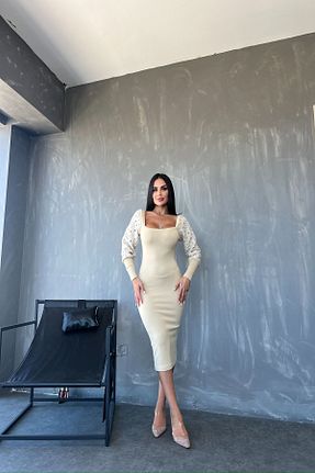 لباس بژ زنانه تریکو kamacibutik - کد 858241433
