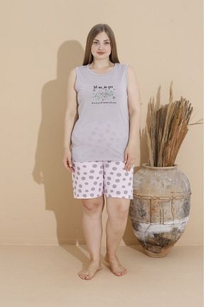 ست لباس راحتی سایز بزرگ طوسی زنانه چاپی makkash - کد 832837658