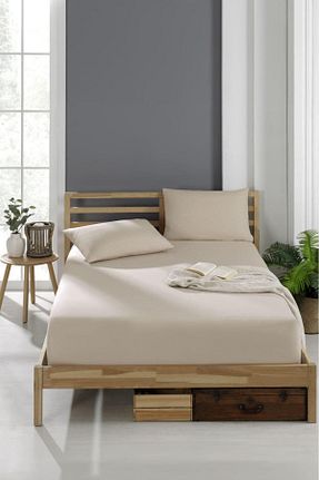 ست ملحفه تکنفره بژ پنبه Merloni Home - کد 858258129