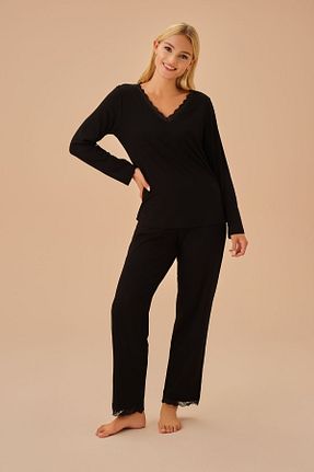 ست لباس راحتی مشکی زنانه ساده Suwen - کد 858276394