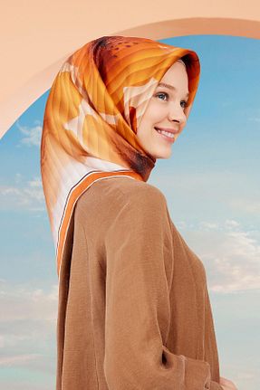 روسری رنگی کرپ ساتن ابریشم Armine - کد 844020545