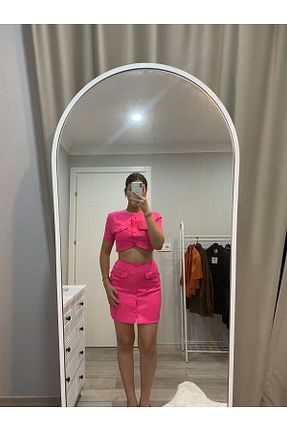 ست بالاتنه و پائین تنه صورتی زنانه بافتنی Sobe - کد 840767944