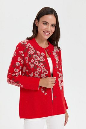 کت قرمز زنانه رگولار Desen Triko - کد 851364984
