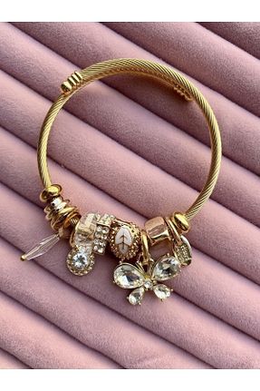 دستبند استیل (فولاد) طلائی زنانه استیل (فولاد) bee - کد 362480268