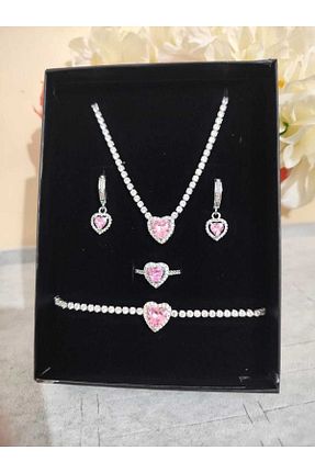 ست استیل صورتی زنانه استیل ضد زنگ HKN AVM ACCESSORİES - کد 858374417