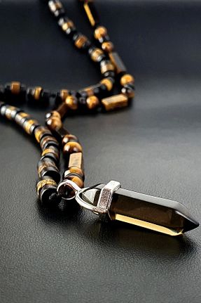 گردنبند جواهر قهوه ای زنانه سنگ طبیعی Seven Art Jewelry - کد 679415024