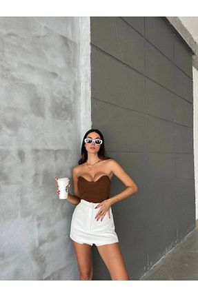 بلوز قهوه ای زنانه ساده Ecenin Favorileri - کد 833268442