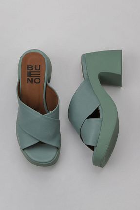 دمپائی سبز زنانه چرم خالص Bueno Shoes - کد 773781659