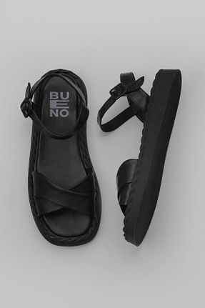 صندل مشکی زنانه پاشنه تخت Bueno Shoes - کد 774836883