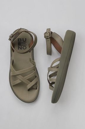 صندل خاکی زنانه پاشنه پر Bueno Shoes - کد 774835341