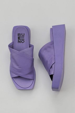 دمپائی بنفش زنانه چرم خالص Bueno Shoes - کد 774836845