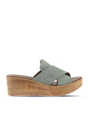 دمپائی سبز زنانه چرم خالص Bueno Shoes - کد 812191104