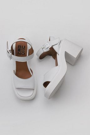 صندل سفید زنانه پاشنه ضخیم Bueno Shoes - کد 774837174