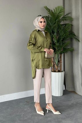 پیراهن حجاب خاکی زنانه رگولار Şule Giyim - کد 814358903
