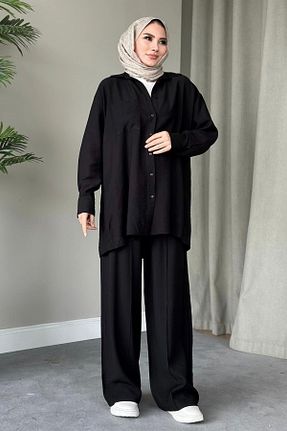 ست بالاتنه و پائین تنه حجاب مشکی زنانه رگولار HAZA MODA - کد 818696393