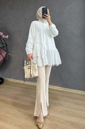 تونیک حجاب سفید زنانه بافتنی Şule Giyim - کد 801083964