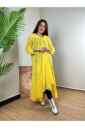 کیمونو و کافتان زرد زنانه %100 پنبه QASHMİR - کد 460461181